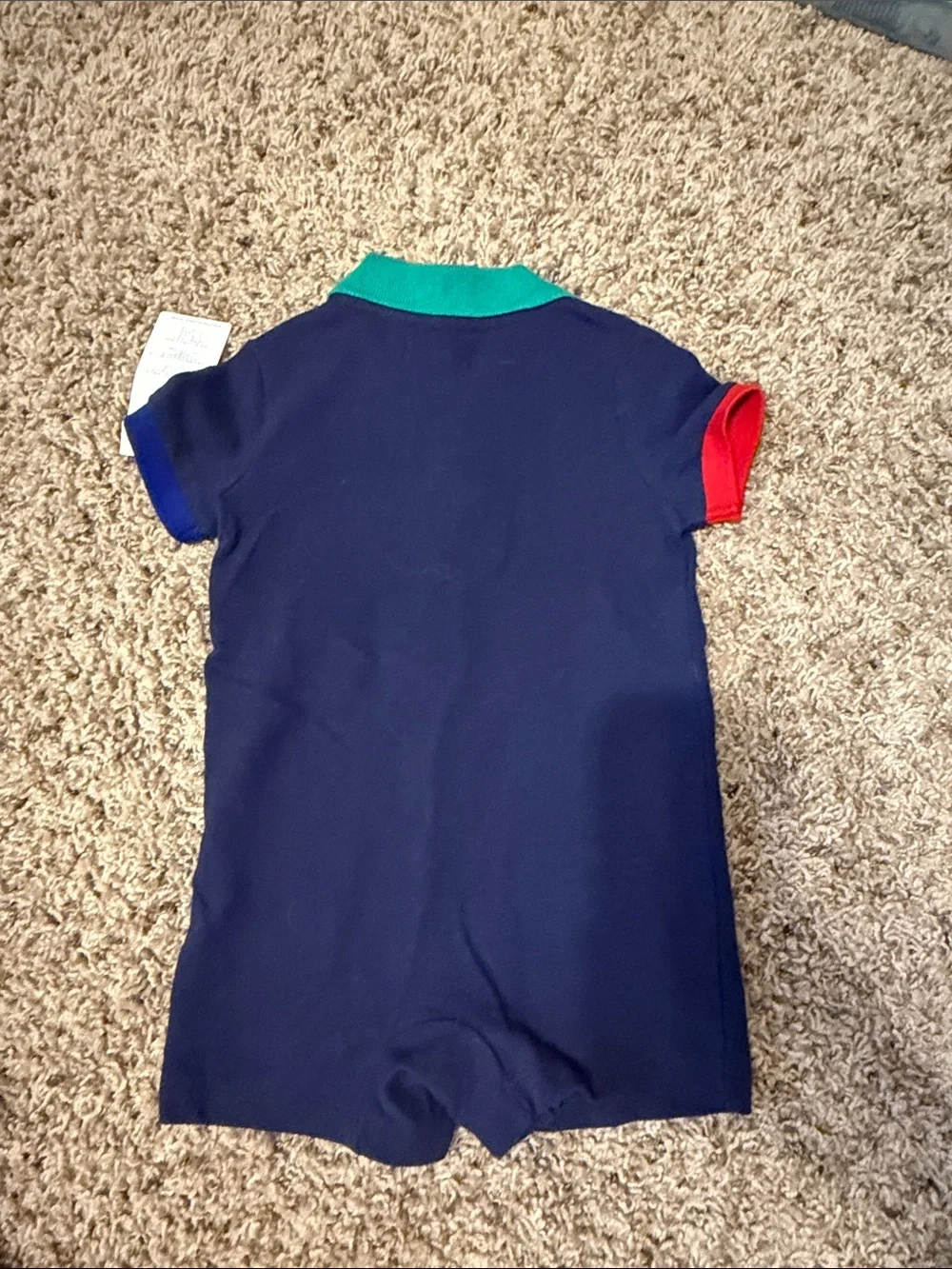 Ralph Lauren Baby Boys Navy Polo Romper Shortall NWT